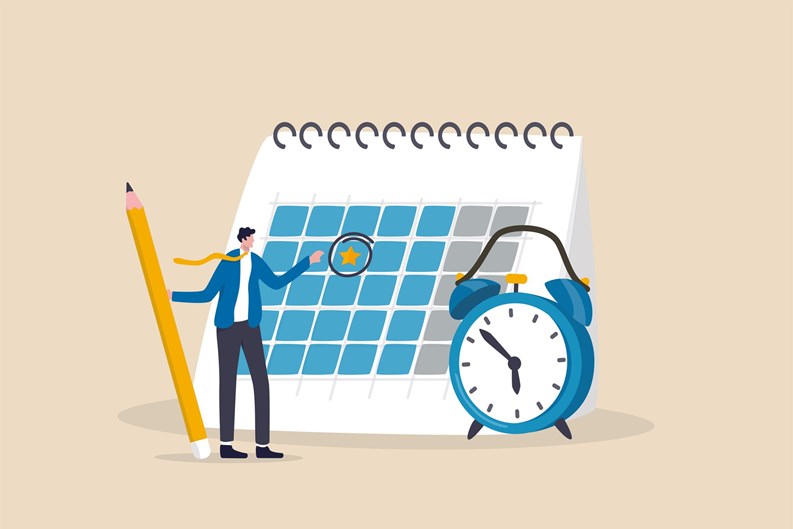 Calendar date event, reminder for meeting schedule or appointment, work deadline mark or weekly plan, important business date concept, businessman circle mark on important date event on calendar.